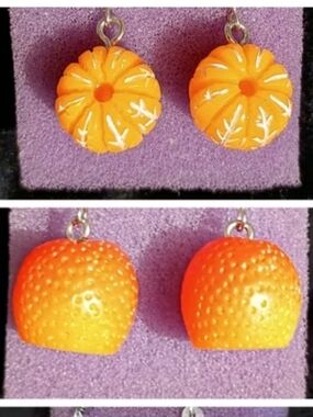 Orange & Strawberry Fruit Earrings Set